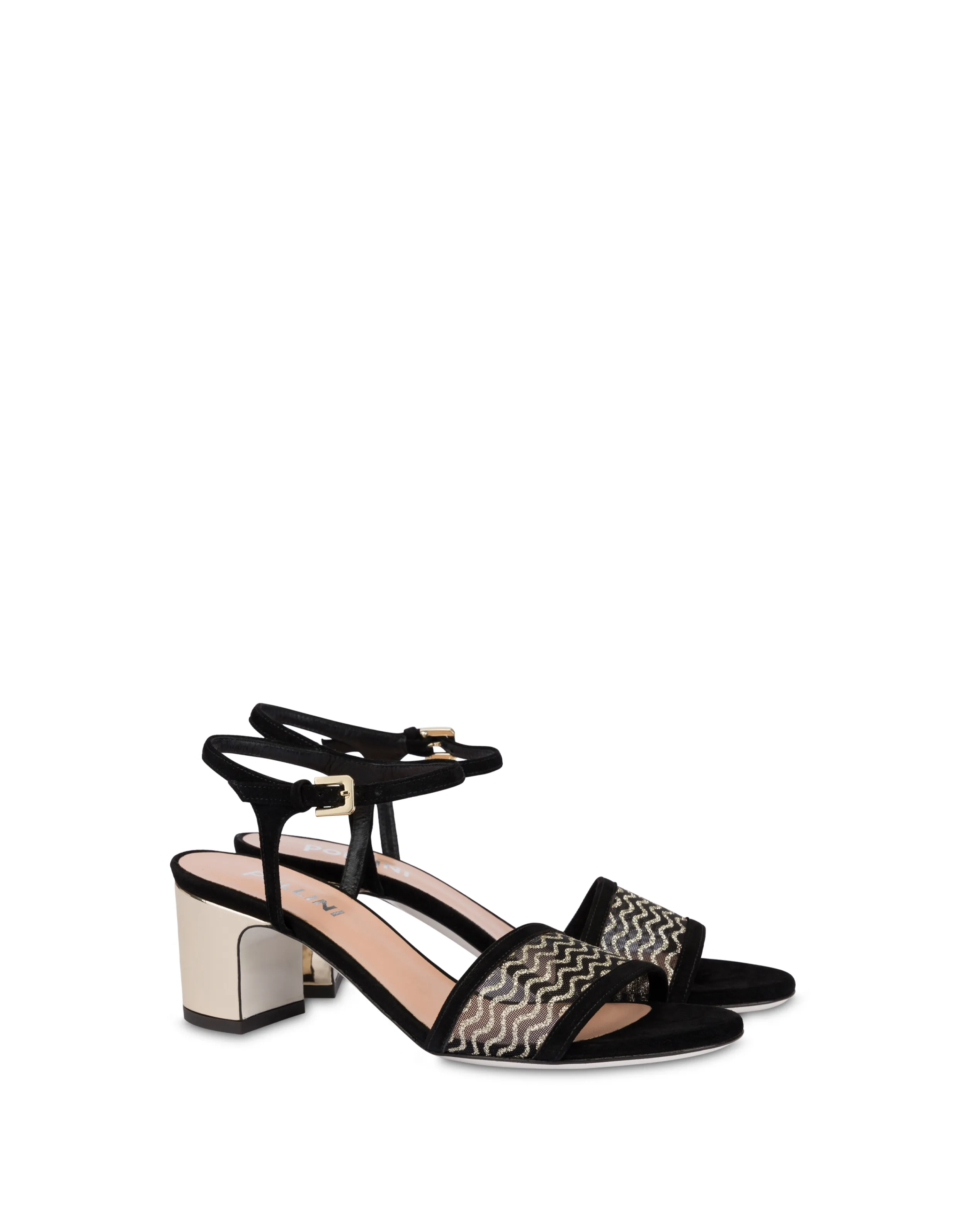 Pollini Sandali Nero/Nero/Platino Discount